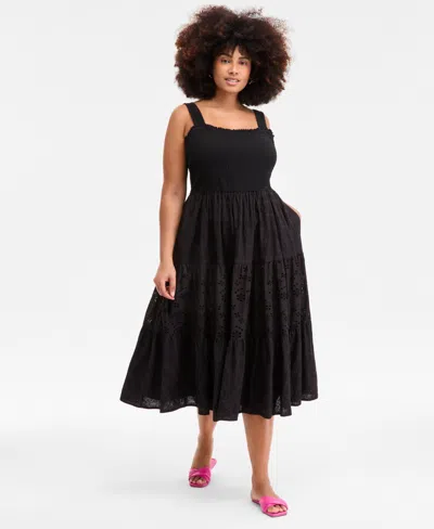 On 34th On 34 Trendy Plus Size Smocked Eyelet Maxi Dress, Exclusively At Macy's