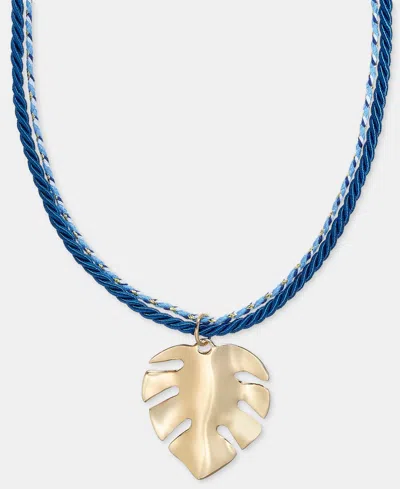 On 34th Palm Leaf Double Cord Pendant Necklace, 16" + 2" Extender, Macy's Exclusive In Blue