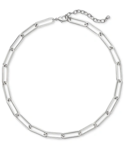 On 34th Paperclip Chain Collar Necklace, 16" + 3" Extender, Created For Macy's In Silver