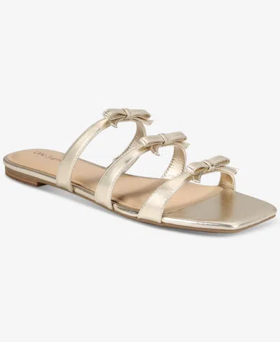 On 34th Pattie Strappy Bow Sandals, Created For Macy's In Gold Smooth