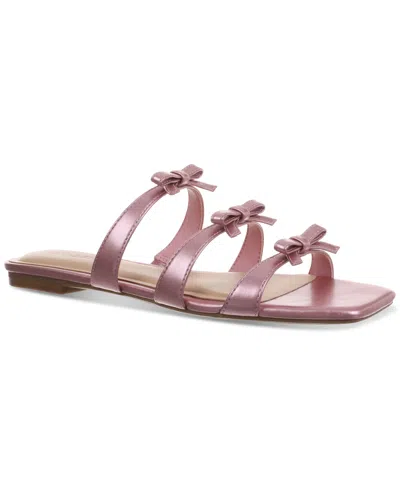 On 34th Pattie Strappy Bow Sandals, Created For Macy's In Pink Metallic
