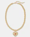 On 34th Pave & Stone Heart Pendant Necklace, 18" + 3" Extender, Macy's Exclusive In Gold