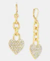 On 34th Pave Heart Chain Linear Drop Earrings, Macy's Exclusive In Gold