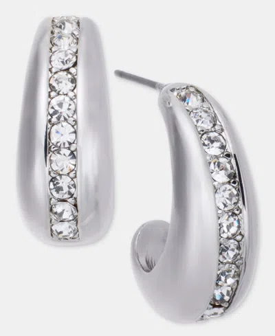 On 34th Pave J-hoop Earrings, Macy's Exclusive In Metallic