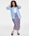 On 34th Plus Size Chambray Shirt, Created For Macy's In Light Wash