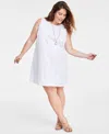 ON 34TH TRENDY PLUS SIZE EYELET SLEEVELESS DRESS, CREATED FOR MACY'S