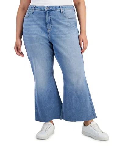 On 34th Trendy Plus Size Kick Flare Cropped Denim Jeans, Created For Macy's In Soda