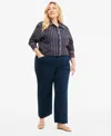 On 34th Plus Size Raw-hem Straight-leg Pants, Macy's Exclusive In Basic Navy
