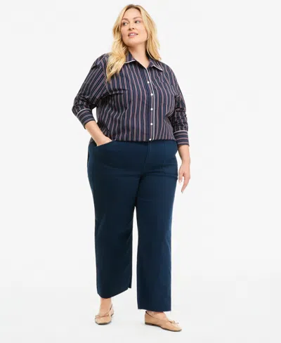 On 34th Plus Size Raw-hem Straight-leg Pants, Macy's Exclusive In Basic Navy