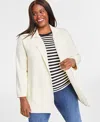 On 34th Plus Size Sweater Blazer, Created For Macy's In Alabaster