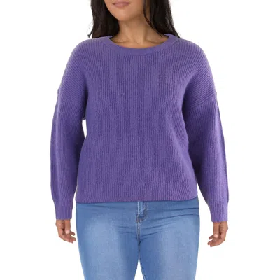 On 34th Plus Womens Ribbed Work Day Wear Pullover Sweater In Purple