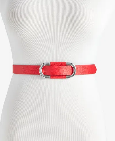 On 34th Pull-through Skinny Belt, Exclusively At Macy's In Red
