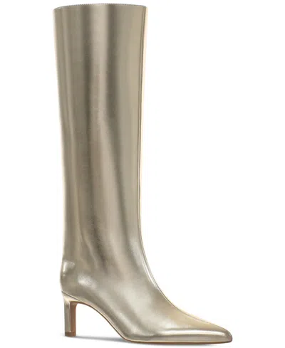 On 34th Rachelle Wide-calf Stovepipe Knee High Boots, Created For Macy's In Gold Smooth Wide Calf