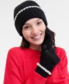 On 34th Ribbed Beanie & Gloves Boxed Set, Macy's Exclusive In Black
