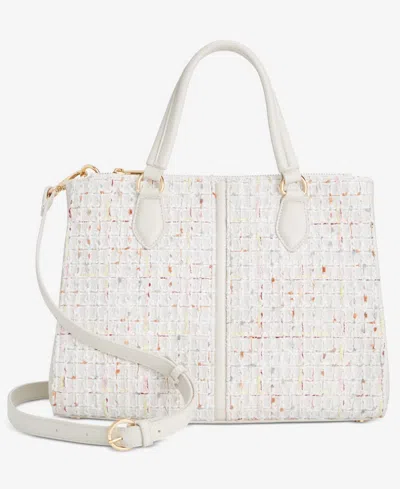 On 34th Robbinn Medium Tweed Satchel, Created For Macy's In White Twee