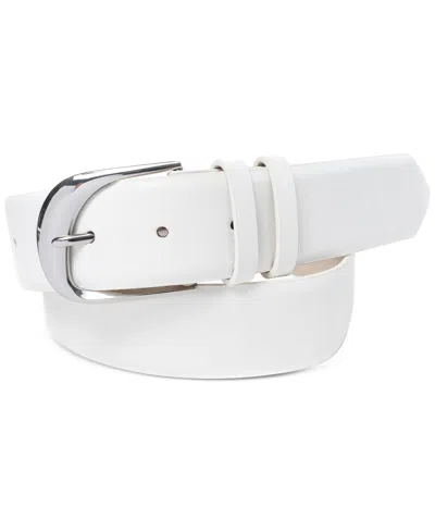 On 34th Sculpted Buckle Panel Belt, Created For Macy's In White
