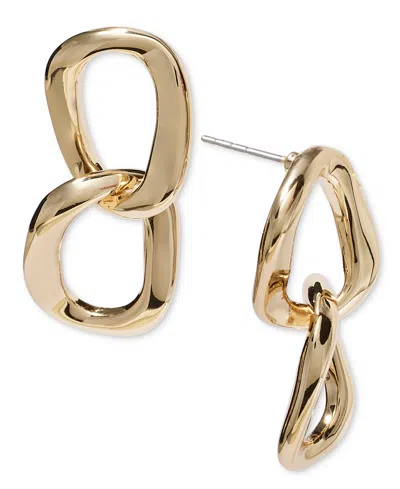 On 34th Sculptural Chain Link Double Drop Earrings, Created For Macy's In Gold