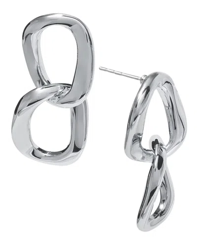 On 34th Sculptural Chain Link Double Drop Earrings, Created For Macy's In Silver
