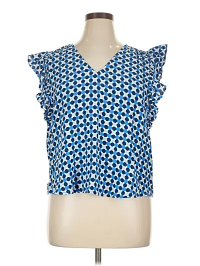 On 34th Short Sleeve Blouse In Blue