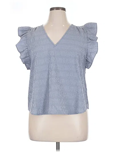 On 34th Short Sleeve Blouse In Blue