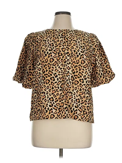 Pre-owned On 34th Short Sleeve Blouse In Brown