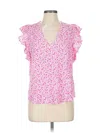 On 34th Short Sleeve Blouse In Pink