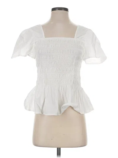 Pre-owned On 34th Short Sleeve Blouse In White
