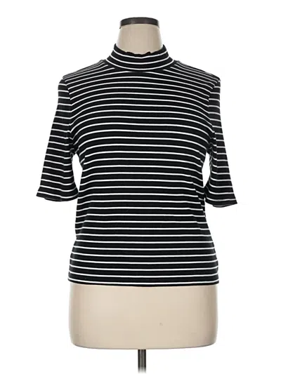 Pre-owned On 34th Short Sleeve Top Black Mock Neckline Tops