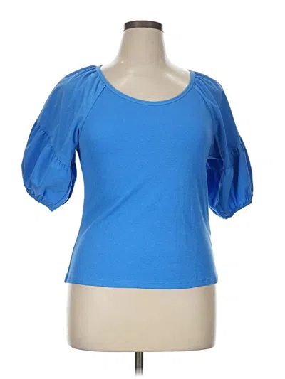 Pre-owned On 34th Short Sleeve Top Blue Scoop Neck Tops