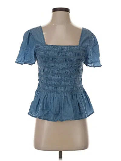 Pre-owned On 34th Short Sleeve Top Blue Square Neckline Tops