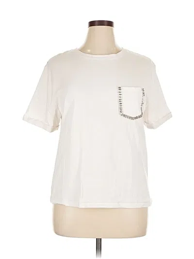 Pre-owned On 34th Short Sleeve Top Ivory Crew Neck Tops In White