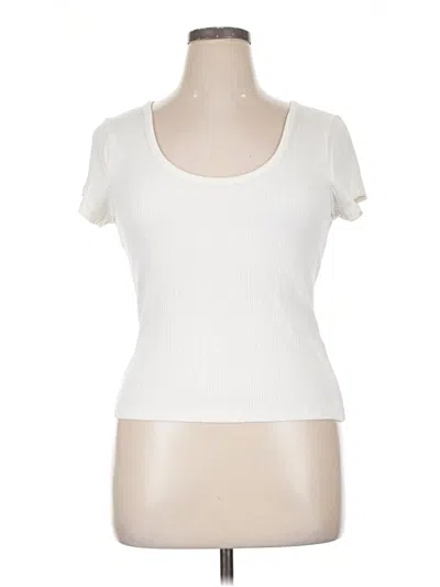 Pre-owned On 34th Short Sleeve Top Ivory Scoop Neck Tops