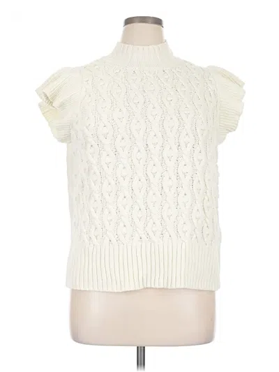 Pre-owned On 34th Short Sleeve Top Ivory Turtleneck Tops