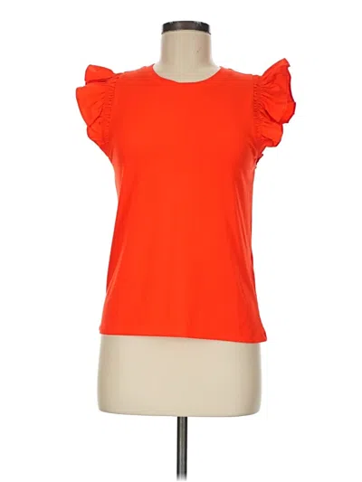 Pre-owned On 34th Short Sleeve Top Orange Ruffles Neckline Tops
