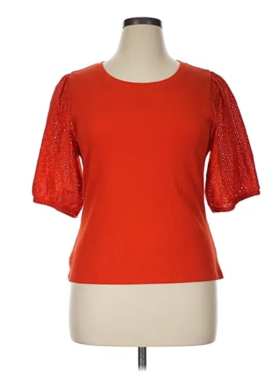 Pre-owned On 34th Short Sleeve Top Orange Square Neckline Tops