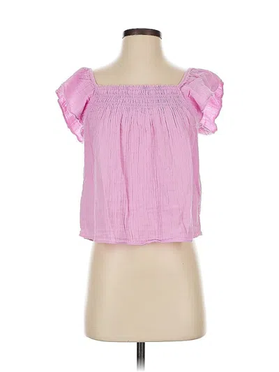 Pre-owned On 34th Short Sleeve Top Pink Square Neckline Tops