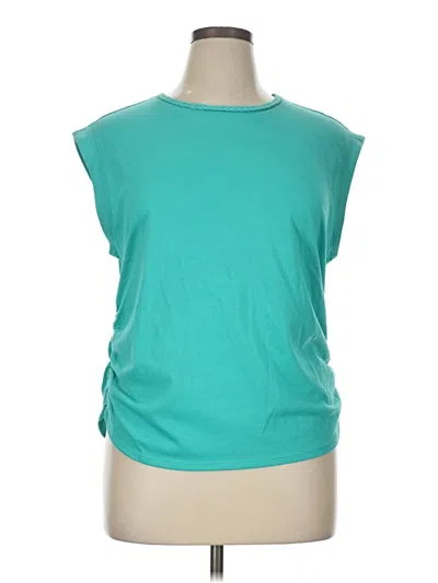 Pre-owned On 34th Short Sleeve Top Teal Boatneck Tops In Blue