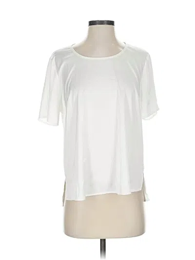 Pre-owned On 34th Short Sleeve Top White Solid Pattern Scoop Neck Tops