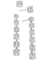 On 34th Silver-tone 2-pc. Set Cubic Zirconia Stud & Linear Drop Earrings, Created For Macy's In Silver