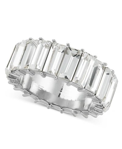 On 34th Silver-tone Baguette Crystal Eternity Ring, Created For Macy's