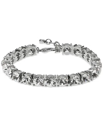 On 34th Silver-tone Crystal Tennis-style Flex Bracelet, Created For Macy's