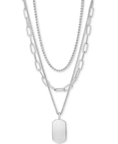 On 34th Silver-tone Mixed Chain Layered Pendant Necklace, 16" + 2" Extender, Created For Macy's