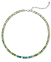 ON 34TH SILVER-TONE ROUND & TONAL BAGUETTE CRYSTAL TENNIS NECKLACE, 16" + 3" EXTENDER, CREATED FOR MACY'S