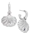 On 34th Silver-tone Shell Charm Hoop Earrings, Exclusively At Macy's
