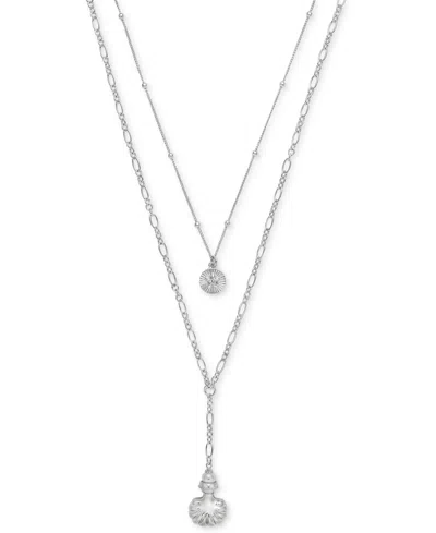 On 34th Silver-tone Shell Layered Lariat Necklace, 17" + 3" Extender, Exclusively At Macy's