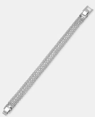 On 34th Silver-tone Flex Bracelet, Macy's Exclusive In Rhodium
