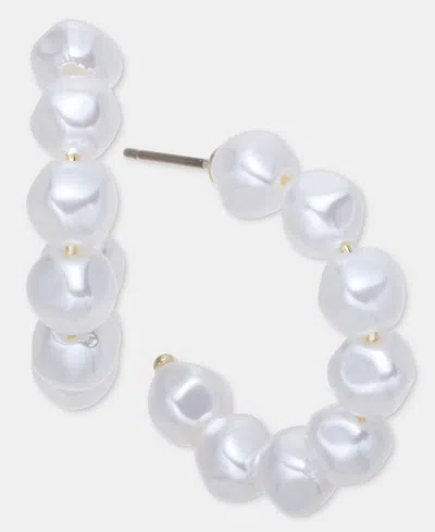 On 34th Small Imitation Pearl C-hoop Earrings, 1", Macy's Exclusive In White