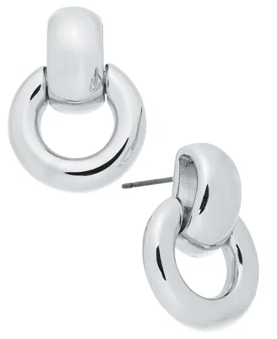 On 34th Small Open Doorknocker Drop Earrings, Created For Macy's In Grey