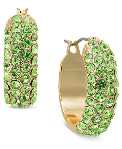 On 34th Small Pave-front Hoop Earrings, 0.7", Created For Macy's In Green
