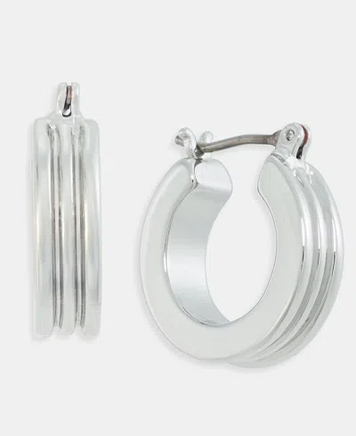 On 34th Small Silver Tone Textured Hoop Earrings, Macy's Exclusive